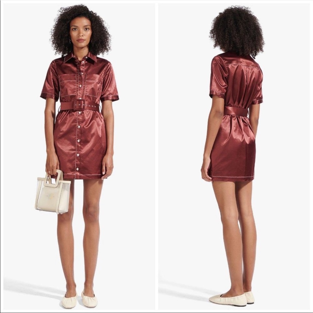STAUD Bentley belted shirt dress